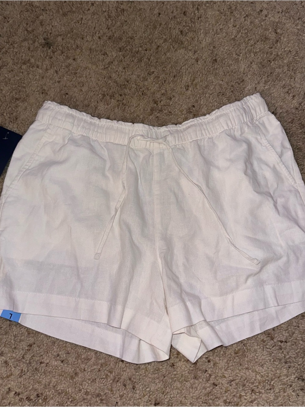 NWT White Drawstring Linen-Blend Shorts
